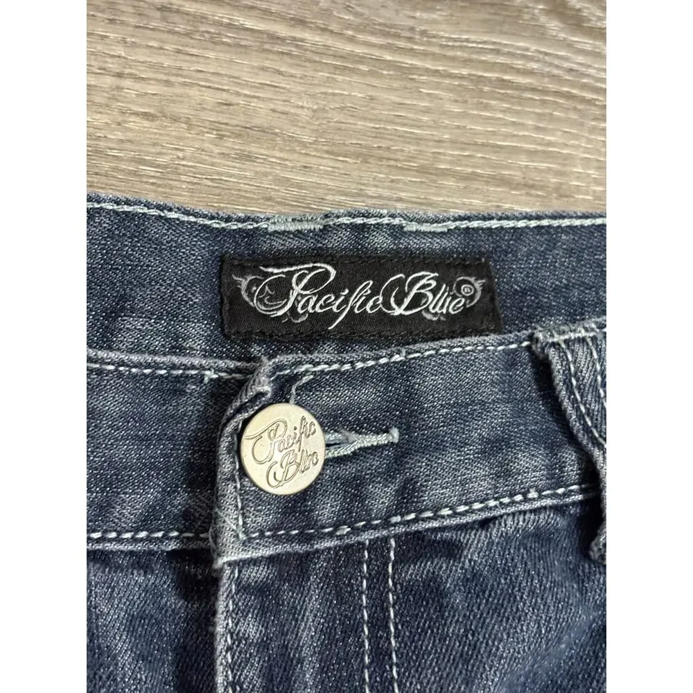 Pacific Blue Washed Baggy Jeans Y2K Streetwear Skater Retro - Men’s 36x30